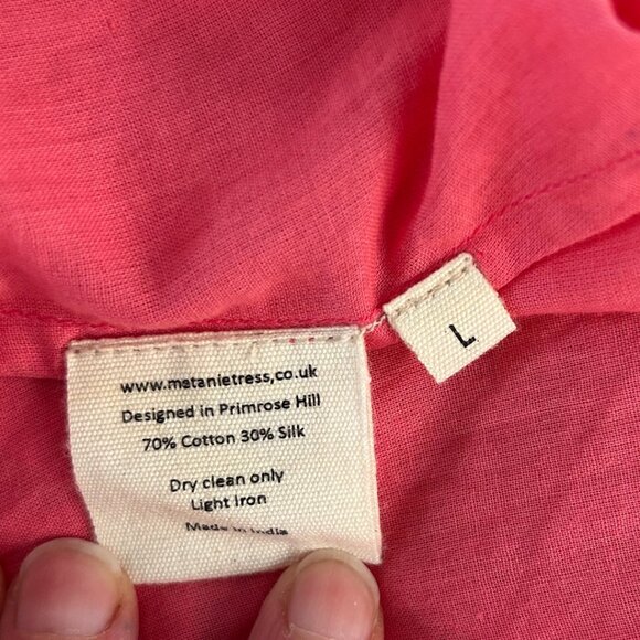 NWOT PRESS Melanie Press (British Designer)Pink Floral 100% Cotton Dress Size L - Picture 10 of 14